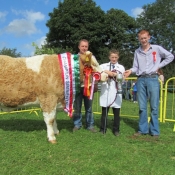 Cappamore 2011 Champion Senior Heifer & Champion Simmental with John & Ronan Touhy and Seanie McGarry, Judge.