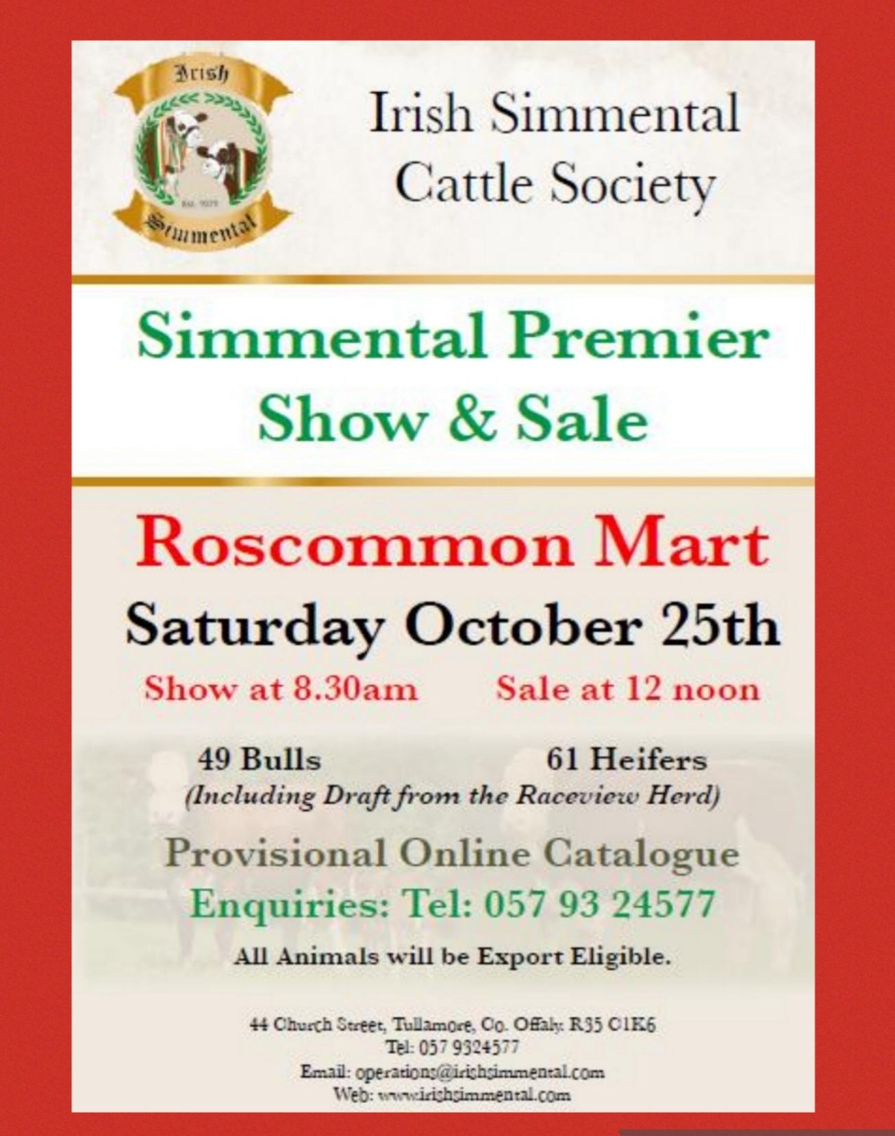 October Premier  Sale Provisional Online Catalogue  for  Sat 25th Oct 2025